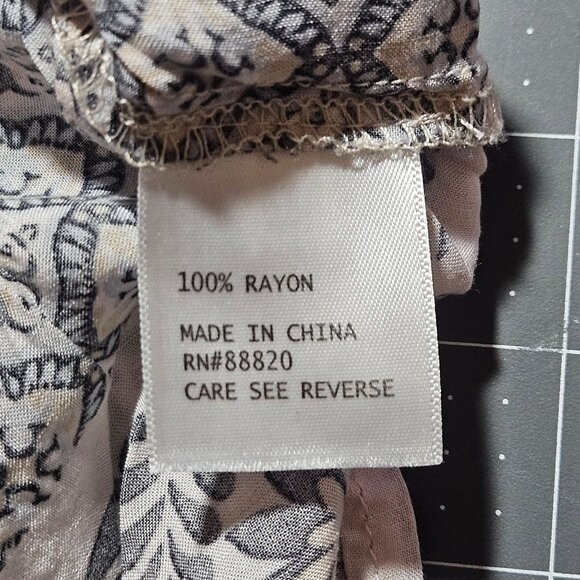 Artisan Ny Womens 3/4 Sleeve Boho Printed Blouse M 100% Rayon Blue & White - Picture 5 of 12